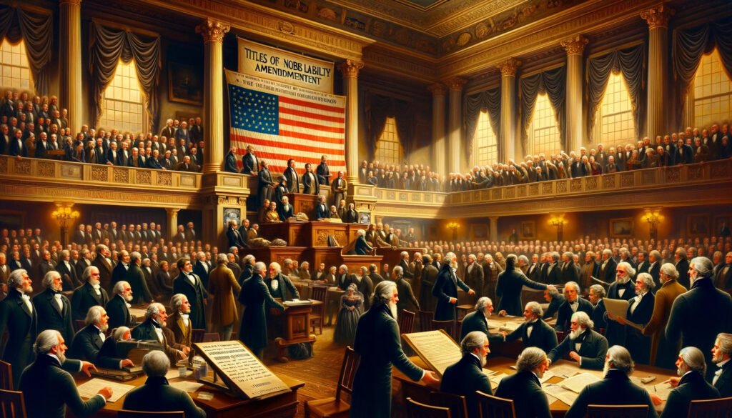 1819 depicting the American states passing the Titles of Nobility Amendment.