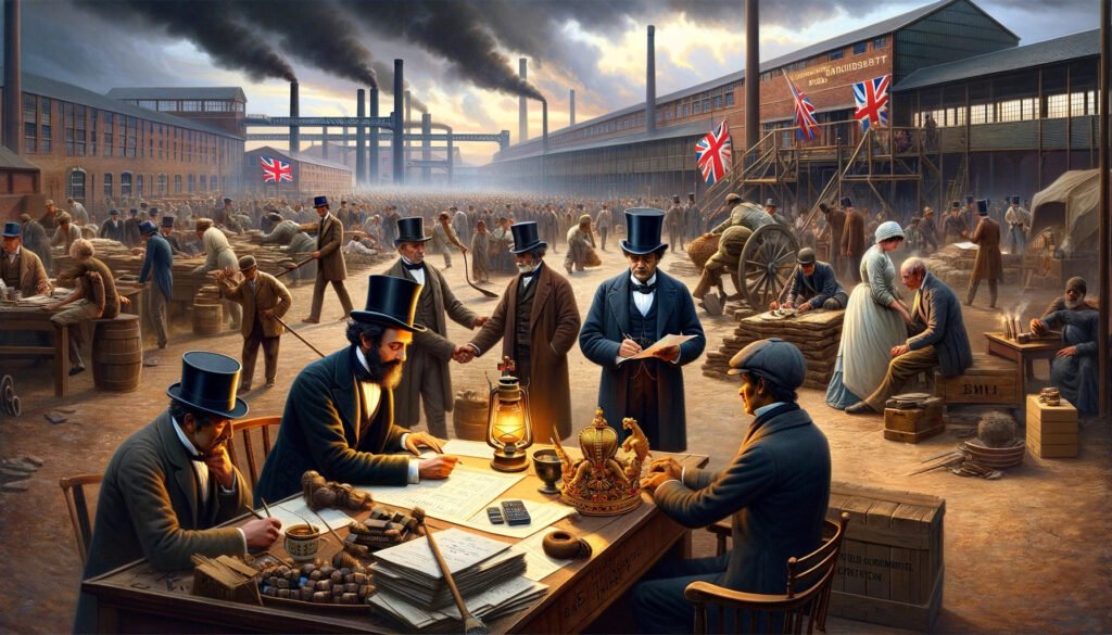 1858 depicting Benjamin Disraeli beginning the push to enfranchise British laborers as properties belonging to the British
