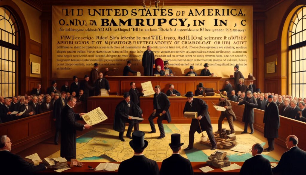 1907-depicting-the-bankruptcy-of-the-1868-version-of-The-United-States-of-America-Inc.-The-background-shows-a-courtroom